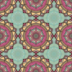 Naklejka premium Ethnic floral seamless pattern