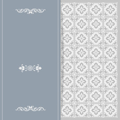 Vintage invitation card with Victorian ornaments, restaurant menu