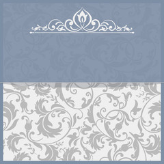 Vintage invitation card with Victorian ornaments, restaurant menu