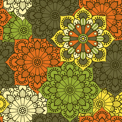 Ethnic floral seamless pattern