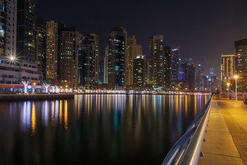 Naklejka premium sight of district Marina in Dubai at night