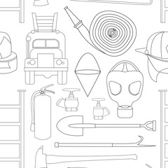 Set icons of firefighting equipment pattern