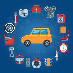 Car Parts Concept Icons