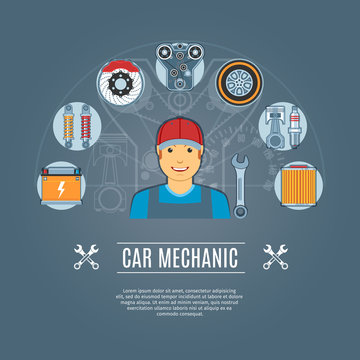 Car Mechanic Concept Icons