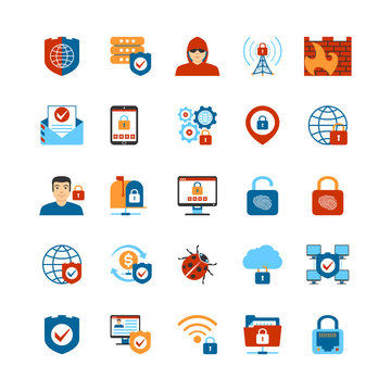 Flat Design Internet Security Icons