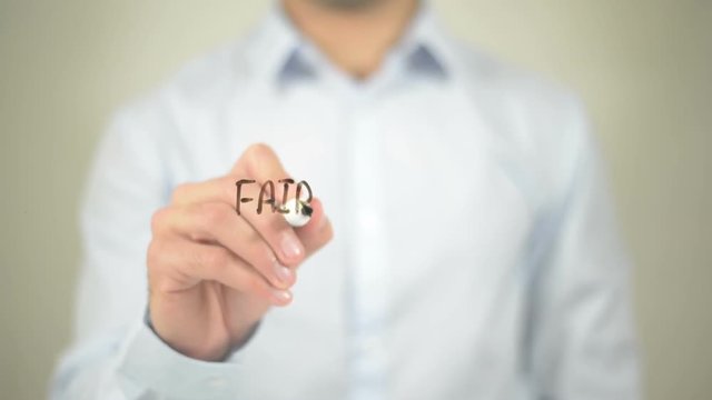 Fair Price   ,  man writing on transparent wall