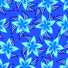 Blue Lily seamless pattern. Floral background.