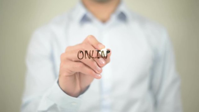 Online Testing , writing on transparent screen