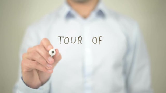 Tour Of The World, writing on transparent screen