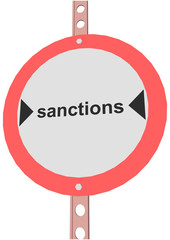 road sign with the text "SANCTIONS"