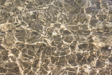 Sea sand through the glare on the water