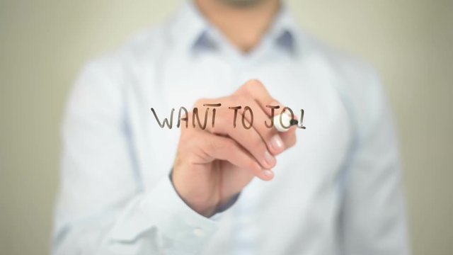 Want To Join Our team, writing on transparent screen