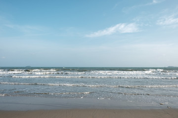 Sand beach on windy day. 