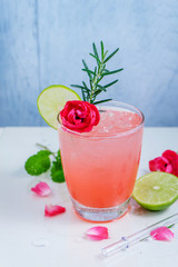 Refreshing summer drink with Strawberry in glasses