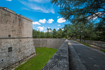 Fototapeta na wymiar The Forte Spagnolo, L'Aquila (Abruzzo), in english Spanish fortress, is a Renaissance castle in L'Aquila, central Italy.