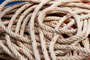 Rope on ship deck.
