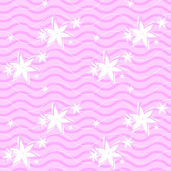 seamless, pink pattern with lines and flowers