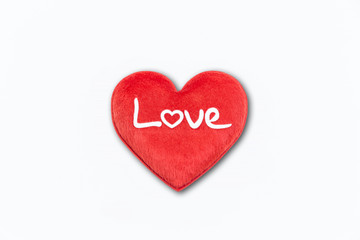 Red love heart isolated white background.