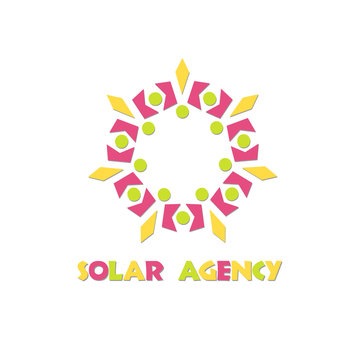 Logo solar agency
Round logo in a colorful illustration of the sun ornament with text
