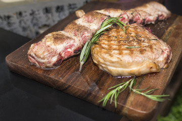 pork steak and vegetables with tomatoes 