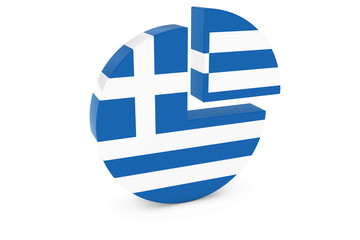 Greek Flag Pie Chart - Flag of Greece Quarter Graph 3D Illustration