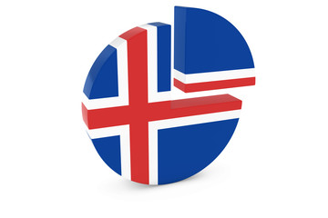 Icelandic Flag Pie Chart - Flag of Iceland Quarter Graph 3D Illustration
