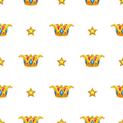 Seamless pattern with golden crown