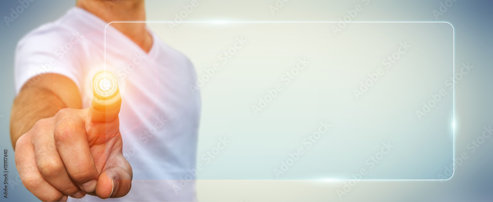Aufkleber businessman using tactile interface web address bar to surf on i