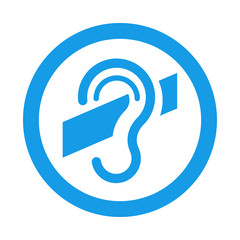 Icono plano sordo en circulo color azul