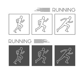 Vector line silhouettes of runners