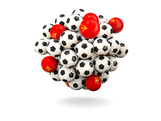 Pile of footballs with flag of ussr