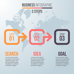 Business infographics. Timeline with 3 steps.