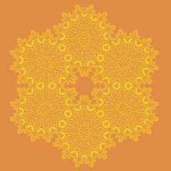 Mandala Isolated on Orange Background. Round Ornament
