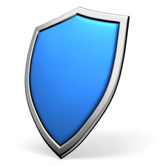 Blue shield on white