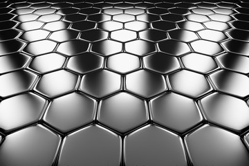 Metal surface of steel hexagons perspective view © alexus