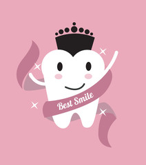 Obraz na płótnie Canvas Best smile. tooth with a crown. flat design illustration. vector