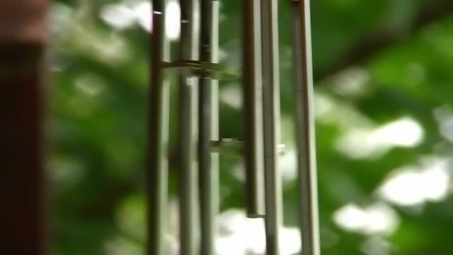 Wind chimes moving in the wind
