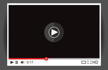Video player for web. Media Player Interface. Minimalistic Design. Flat Style.Player MockUp