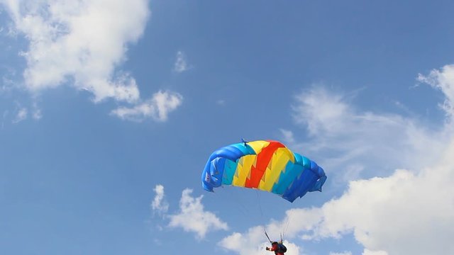 skydiver lands on the ground