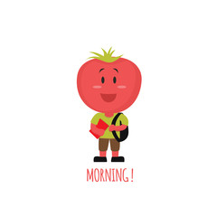 Cartoon tomato with eyes and smiling. Funny tomato.