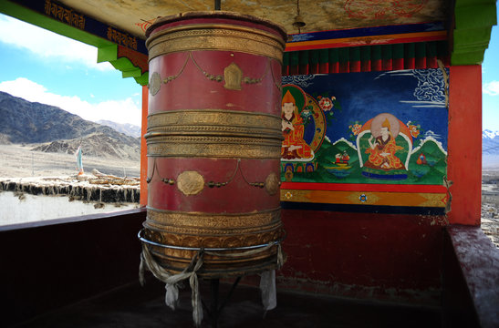 Prayer wheel in Thiksey Monastery