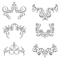 Vintage hand drawn engraving design floral frames 