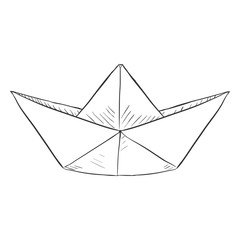 Vector Single Sketch Paper Boat