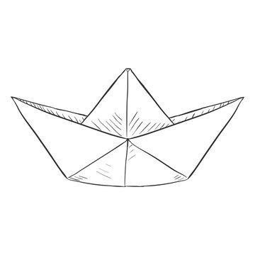 Vector Single Sketch Paper Boat