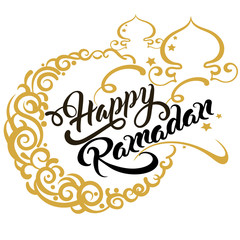 Happy Ramadan, text, vector