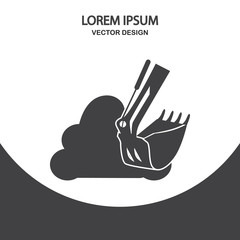 Excavator icon on the background