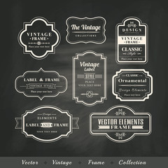 Vector Vintage Frame Set On Chalkboard Background Calligraphic Design Elements