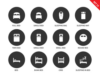 Fototapeta premium Beds and furniture icons on white background