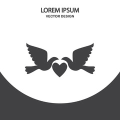 Wedding pigeon icon on the background