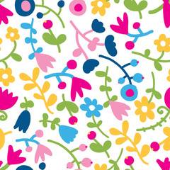 Colorful summer flowers. Vector seamless pattern.